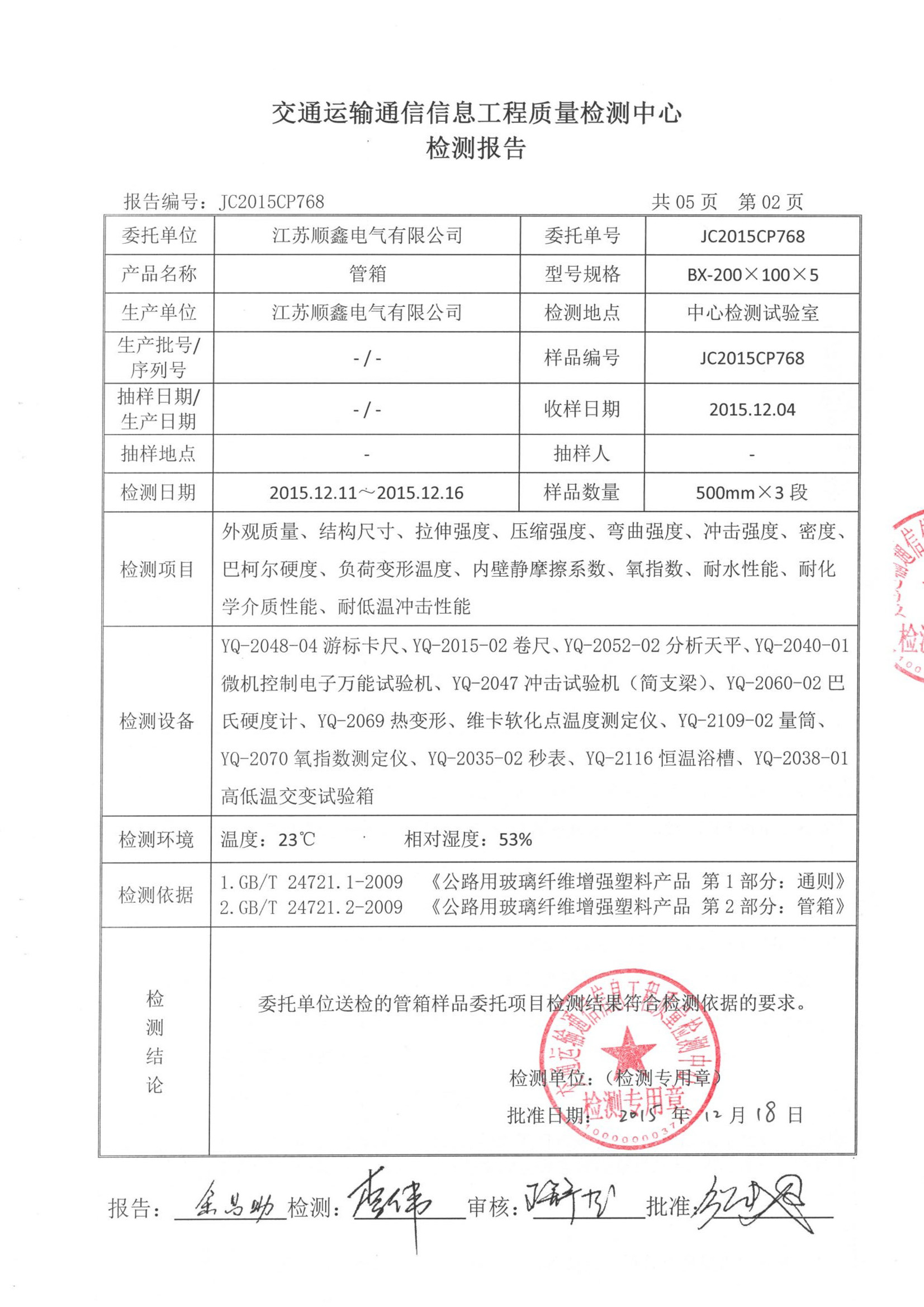 交通部玻璃鋼管箱檢驗(yàn)報(bào)告